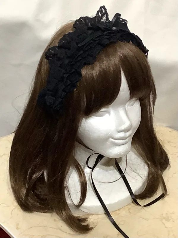 [Marble] Marble 2way Satin Balth Tack Pletitz Choker ou coiffure: Black X White Lace