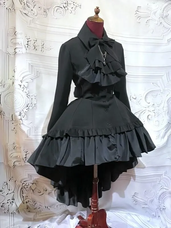 [Marmor] Marmor Gothic Diamond Schnitt Thai Bluse Thai Kleid: Schwarz x blauer Elliptikstein