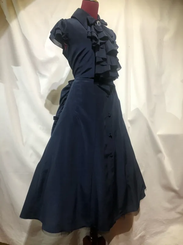 [Mármol] Vestido gótico de bullicio con flor de mármol Drep Tailandia: encaje blanco
