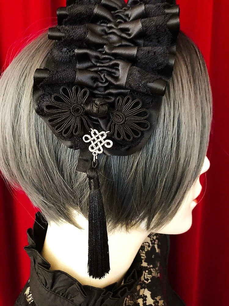 [Estrellas] Estrellas Asian Gothic Tassel Headband/Black x Black