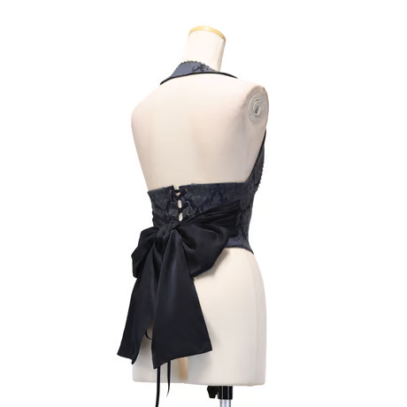 [Sheglit] Shegrit "Victorian" Halter Ribbon Chaleco Navy/Negro