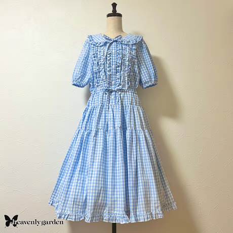 ATELIER-PIERROT ワンピース　サックス heavenly garden 】ヘヴンリィ ガーデン ガーリッシュワンピース