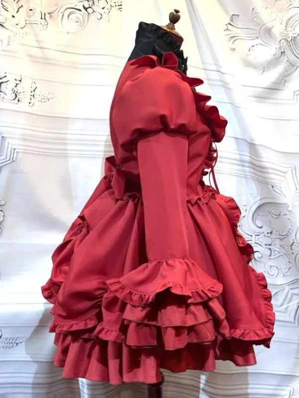 [Marmor] Marmor Alice -Style -Strickkleid: rot x schwarz