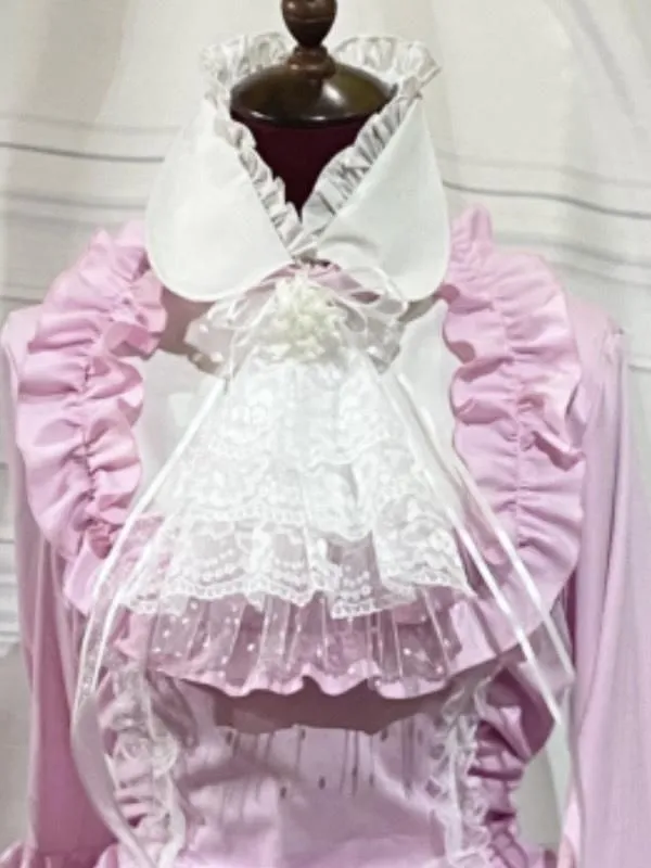 【MARBLE】マーブル　リボンデコレーション・クラシックタイ付きサイドタックドレスワンピース：ピンク