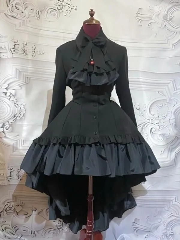 [Marmor] Marmor Gothic Diamond Schnitt Thai Bluse Thai Kleid: Schwarz x blauer Elliptikstein