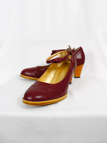[Victorian Maiden] Victorian Lady Pumps Ivory x Brown/Bordeaux/Black