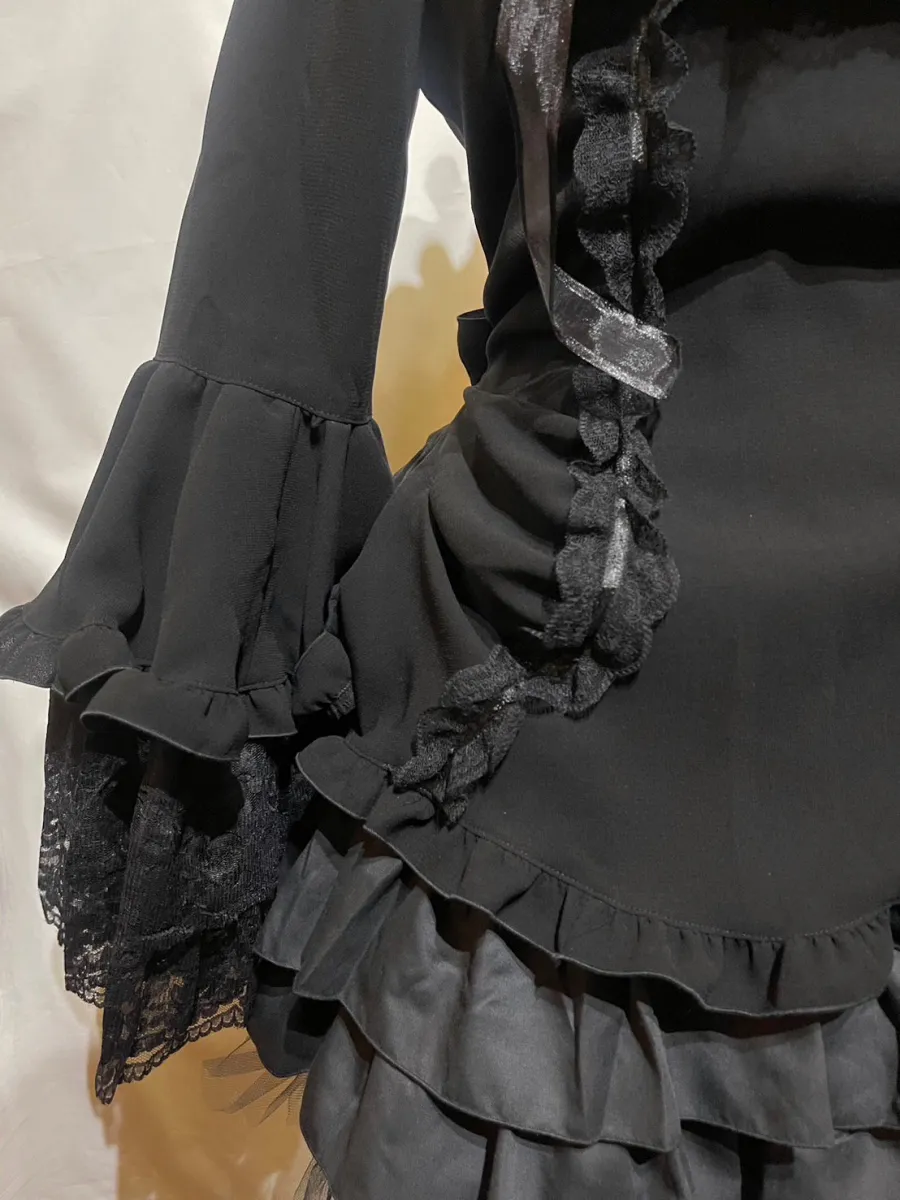 [大理石]大理石ribonde礼服 /经典泰国侧钉连衣裙一件：黑色X黑色郁金香