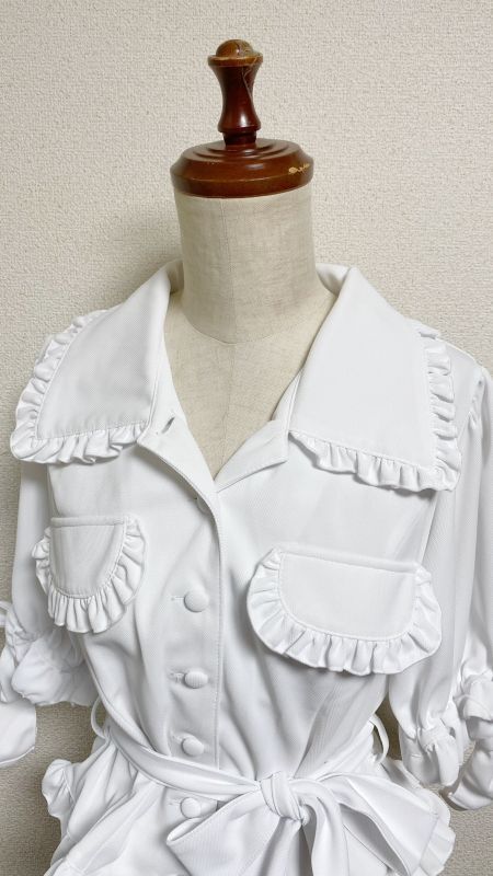 [Physical Drop] Physical Drop [Heat-shielding/UV] Retro Blouse [White]