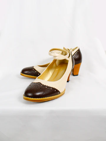 [Victorian Maiden] Victorian Lady Pumps Ivory x Brown/Bordeaux/Black