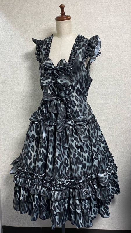 [Physical Drop] Physical Drop Ruffle Dress [Leopard print black, regular length]