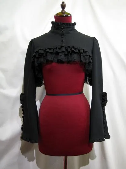 【MARBLE】マーブル　姫袖用ショート丈モダンジャケット：黒×黒レース　