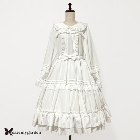 【heavenly garden 】ヘヴンリィ ガーデン　フリルドールワンピース・ホワイト