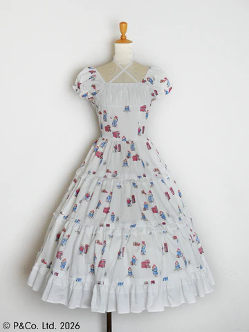 【Victorian maiden】ヴィクトリアンメイデン　Paddington™ ティアードドレス　ホワイト/ベージュ