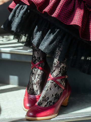 [Victorian Maiden] Victorian Lady Pumps Ivory x Brown/Bordeaux/Black