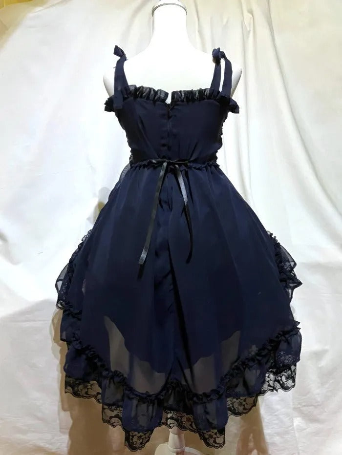 [Marmor] Marmor Babypuppen -Prinzessin Kleid: Schwarze x schwarze Spitze
