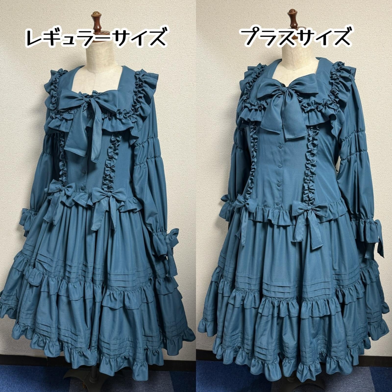 【Physical Drop】フィジカルドロップ　スクエアカラーワンピース【ブルーグリーン・2サイズ】