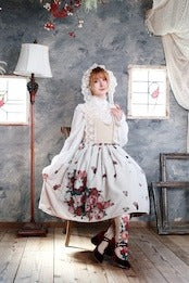 【Morun×Muuna Stoik】モランムーナストイック　Rose thorn bouquet」ジャンパースカートワンピース　生成り/黒