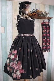 【Morun×Muuna Stoik】モランムーナストイック　Rose thorn bouquet」ジャンパースカートワンピース　生成り/黒