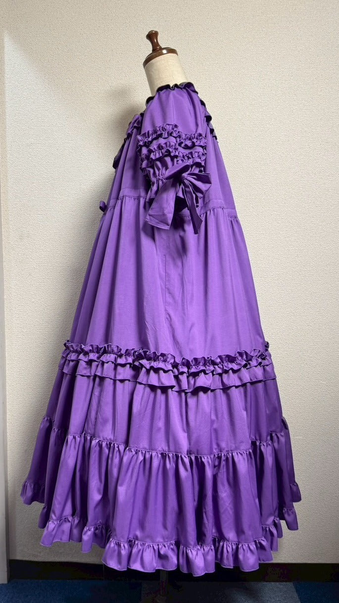 [Physical Drop] Physical drop shirring dress [Purple・Mini length, long length]