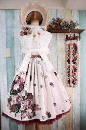 【Morun×Muuna Stoik】モランムーナストイック　Rose thorn bouquet」ジャンパースカートワンピース　生成り/黒