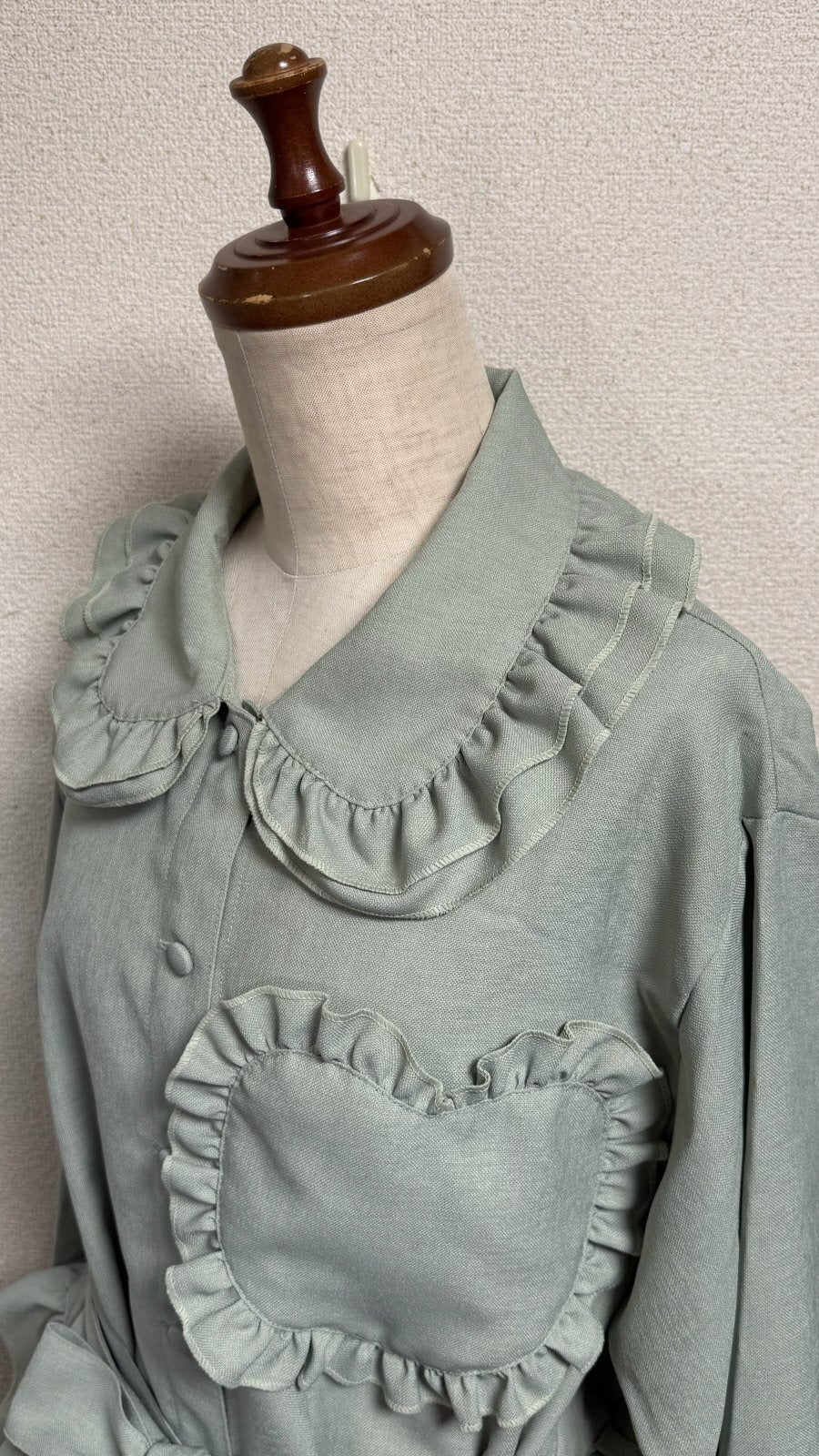 [Physical Drop] Physical Drop Heart Pocket Blouse Jacket [GlassGreen】