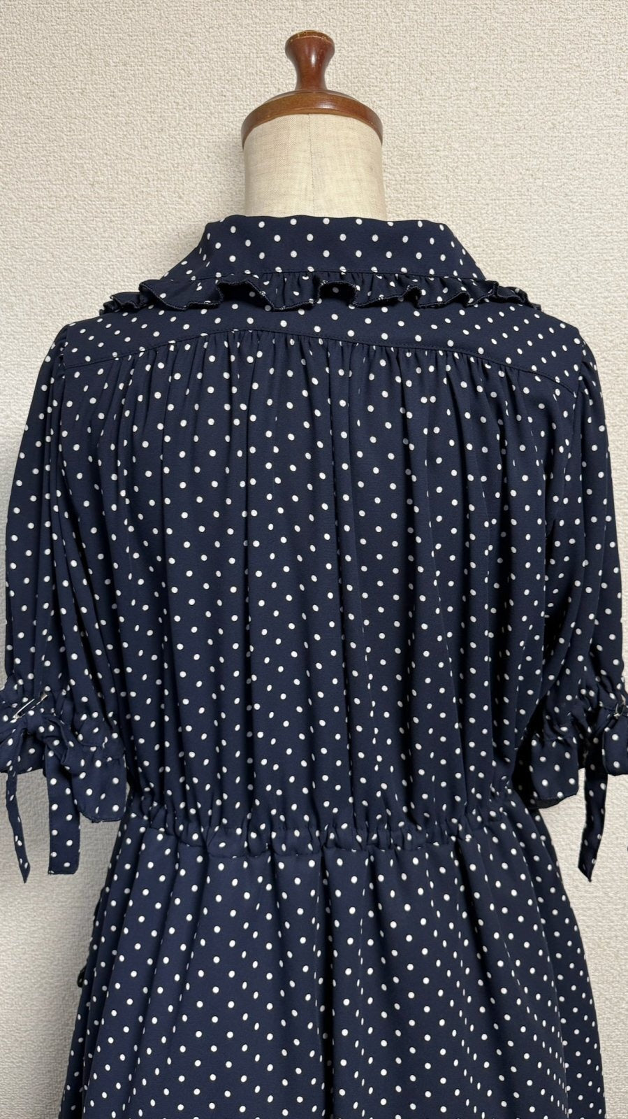 [Physical Drop] Vestido niña retro Physical drop [Navy x lunares blancos]