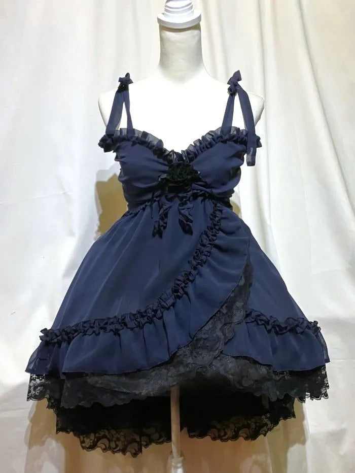 [Marmor] Marmor Babypuppen -Prinzessin Kleid: Schwarze x schwarze Spitze
