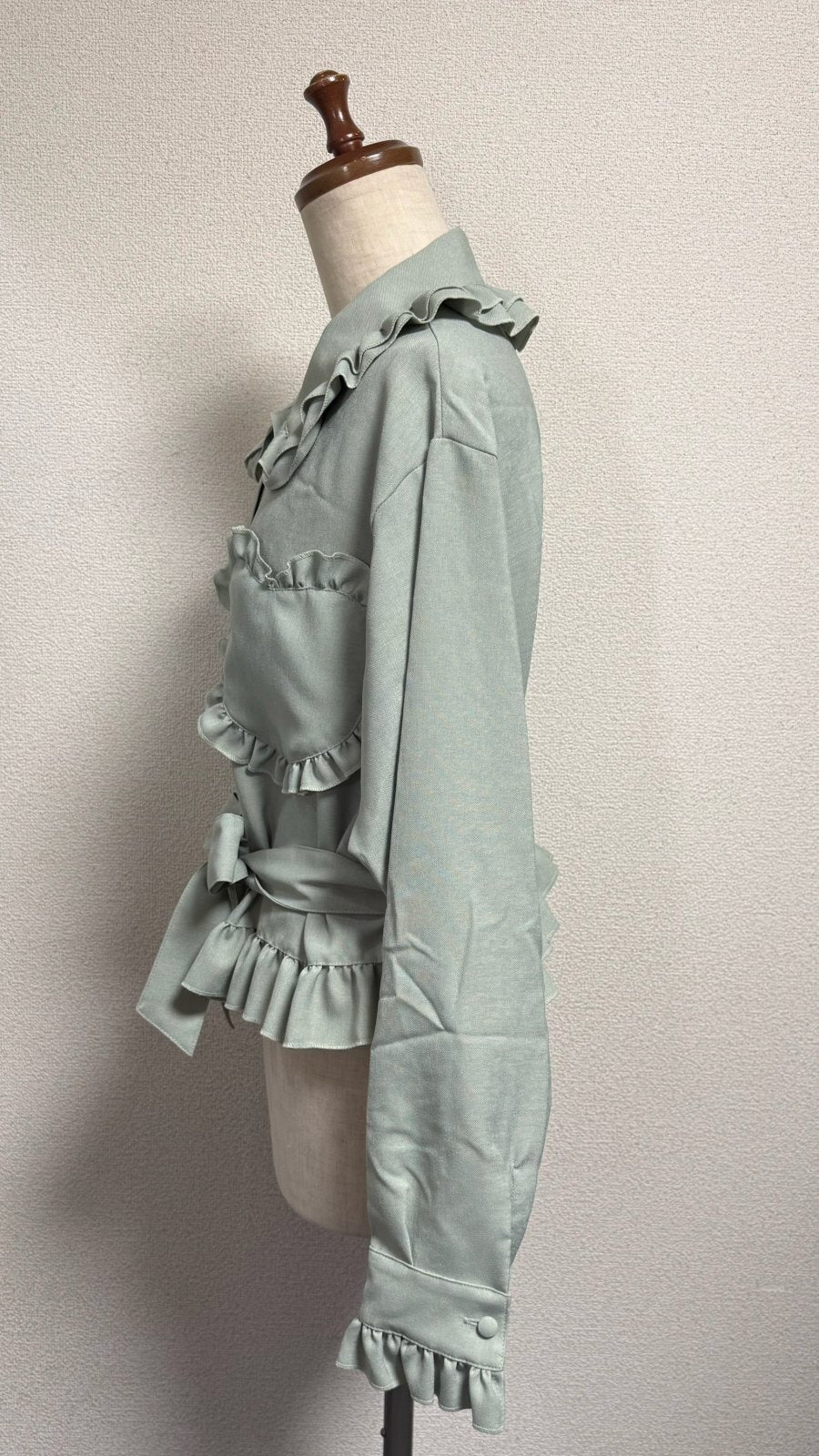 [Physical Drop] Physical Drop Heart Pocket Blouse Jacket [GlassGreen】