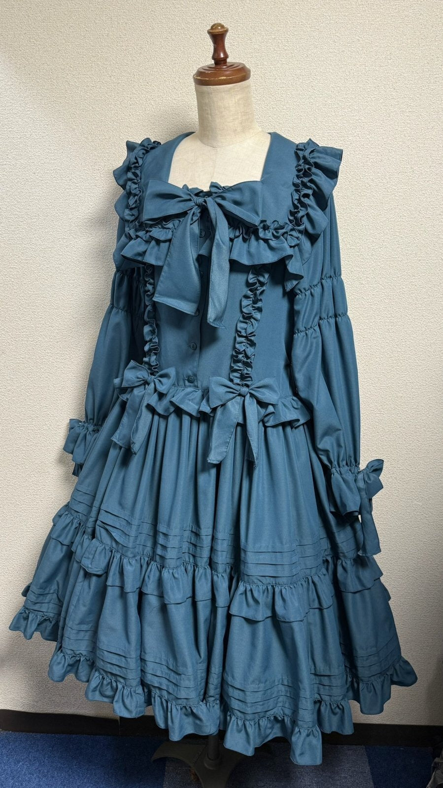 【Physical Drop】フィジカルドロップ　スクエアカラーワンピース【ブルーグリーン・2サイズ】