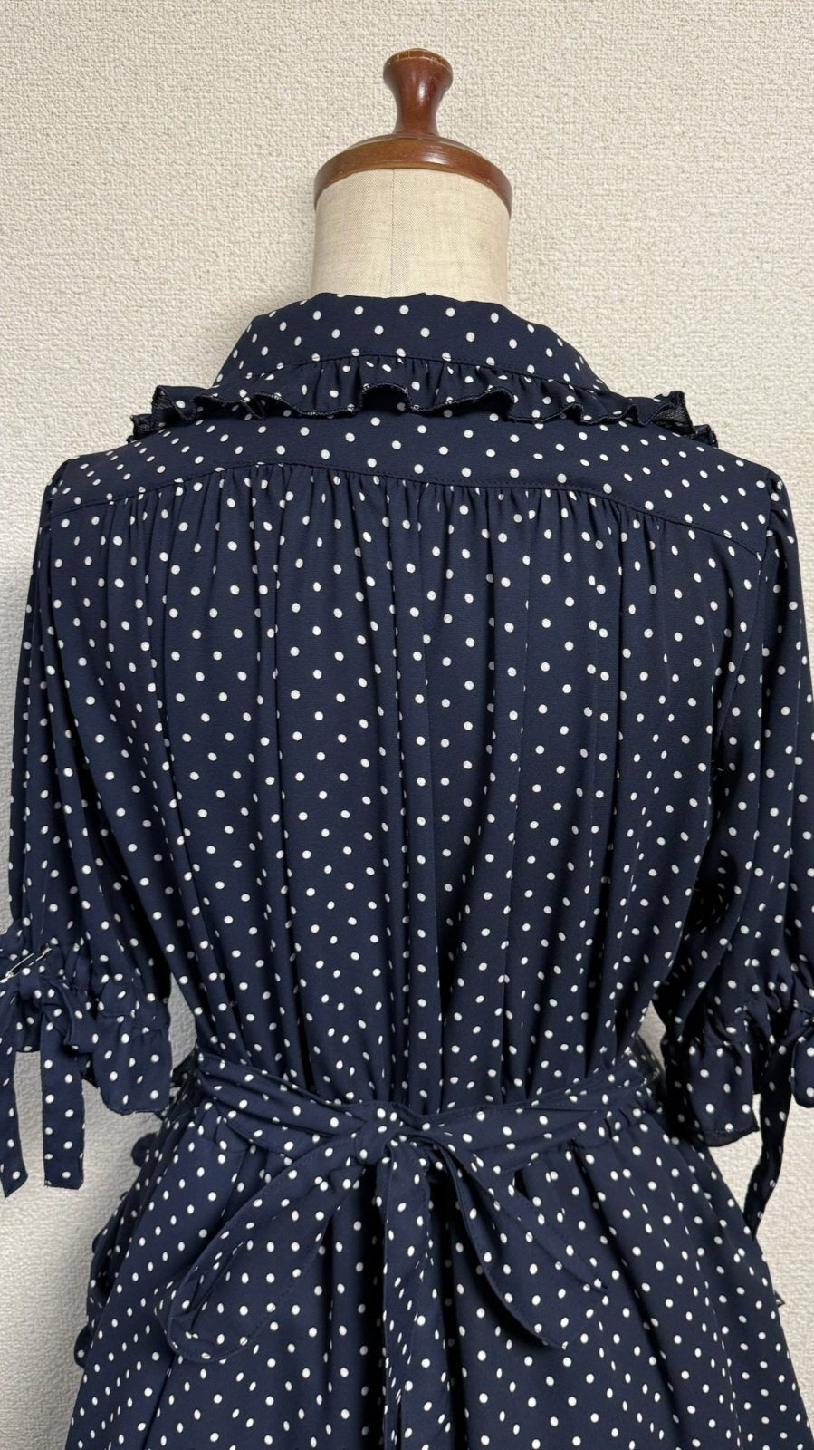[Physical Drop] Vestido niña retro Physical drop [Navy x lunares blancos]