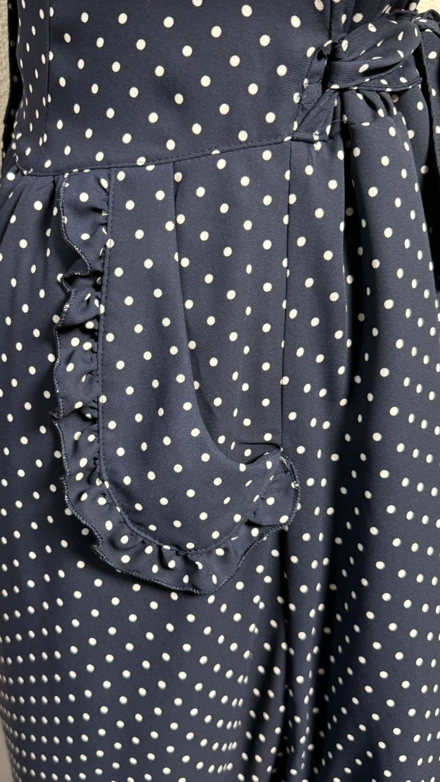 [Physical Drop] Vestido niña retro Physical drop [Navy x lunares blancos]