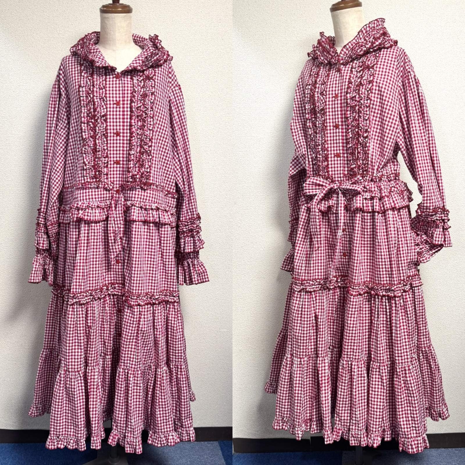 【Physical Drop】フィジカルドロップ　ノスタルジックガーデンワンピース【チェリーレッドギンガム】