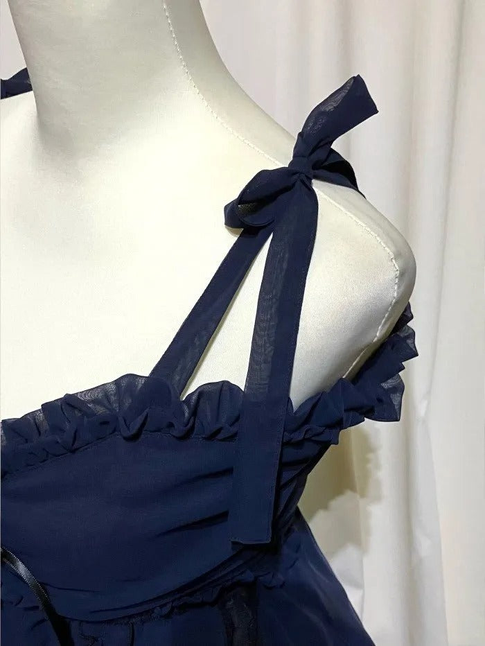 [Marmor] Marmor Babypuppen -Prinzessin Kleid: Schwarze x schwarze Spitze