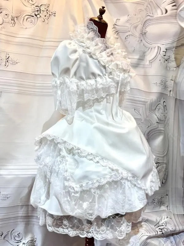 [Marmor] Marmorwechsel Total -Rackkleid+PALNIER mit Volumenspitzenrock: Pink X White Spitze