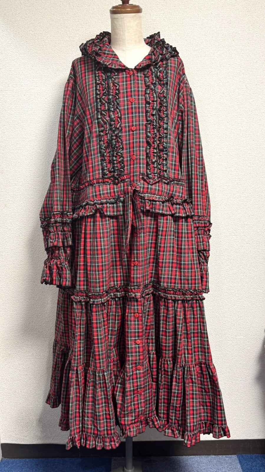 【Physical Drop】フィジカルドロップ　ノスタルジックガーデンワンピース【赤タータンチェック】