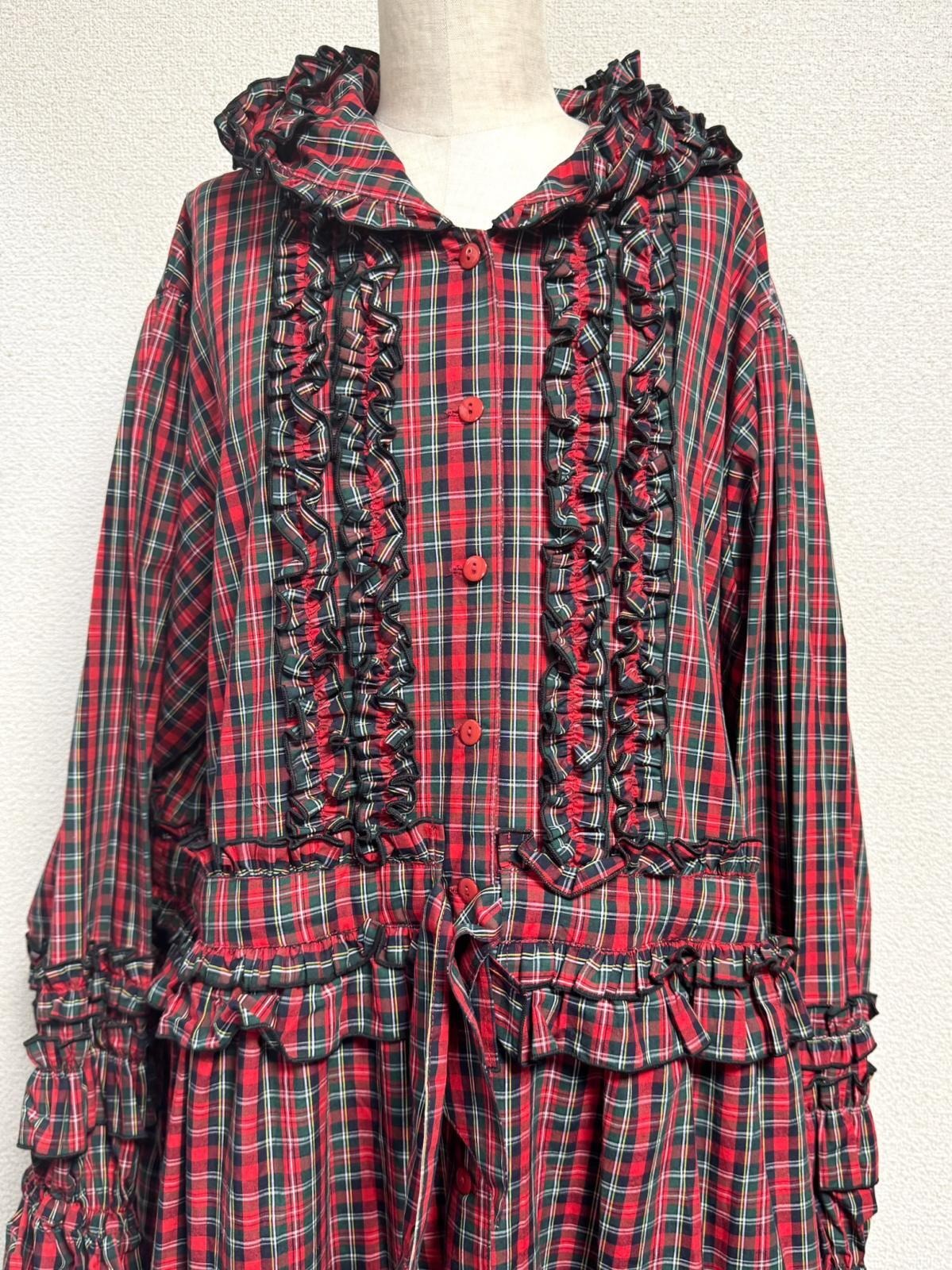 【Physical Drop】フィジカルドロップ　ノスタルジックガーデンワンピース【赤タータンチェック】