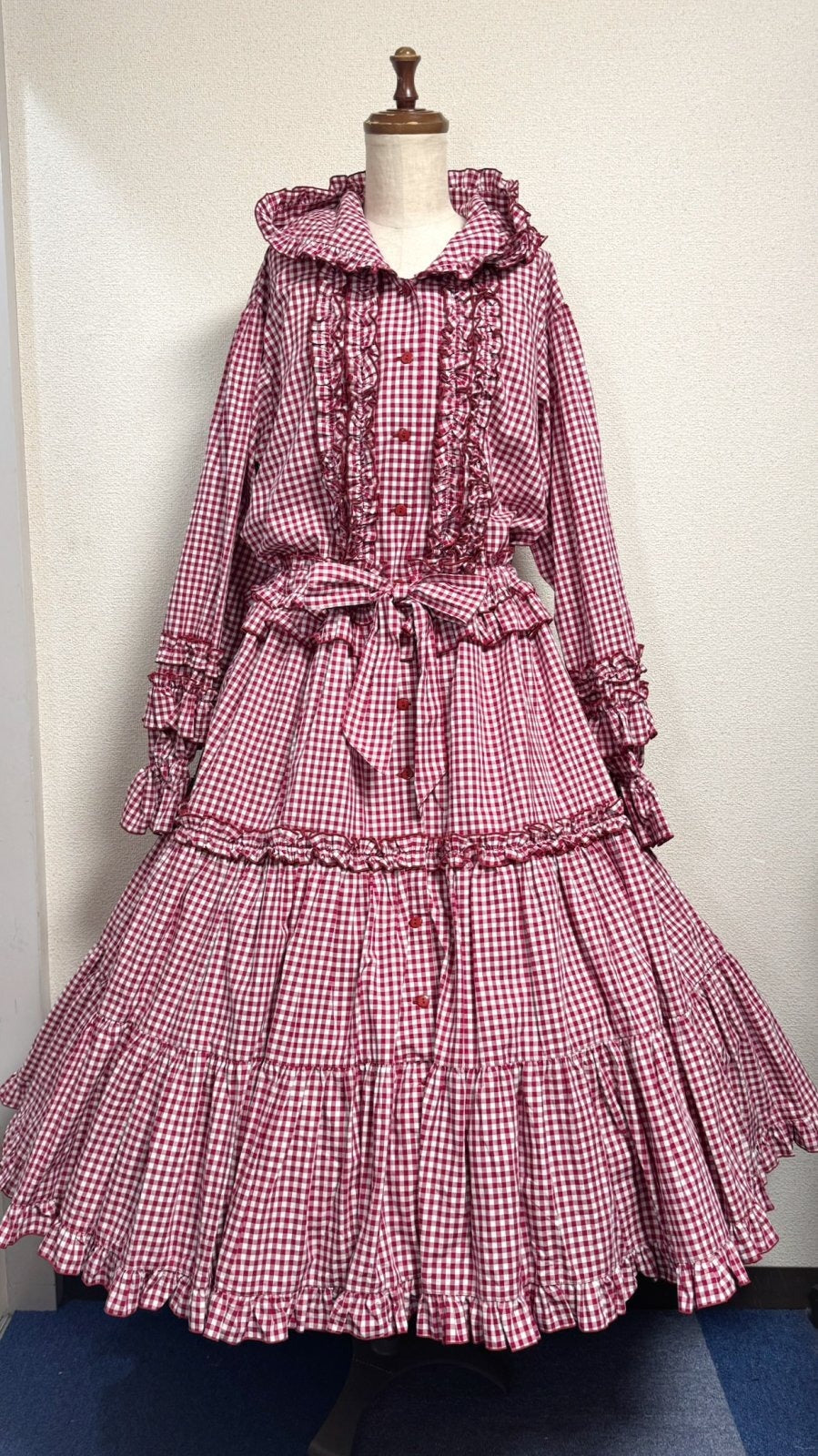 【Physical Drop】フィジカルドロップ　ノスタルジックガーデンワンピース【チェリーレッドギンガム】