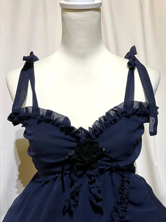 [Marmor] Marmor Babypuppen -Prinzessin Kleid: Schwarze x schwarze Spitze