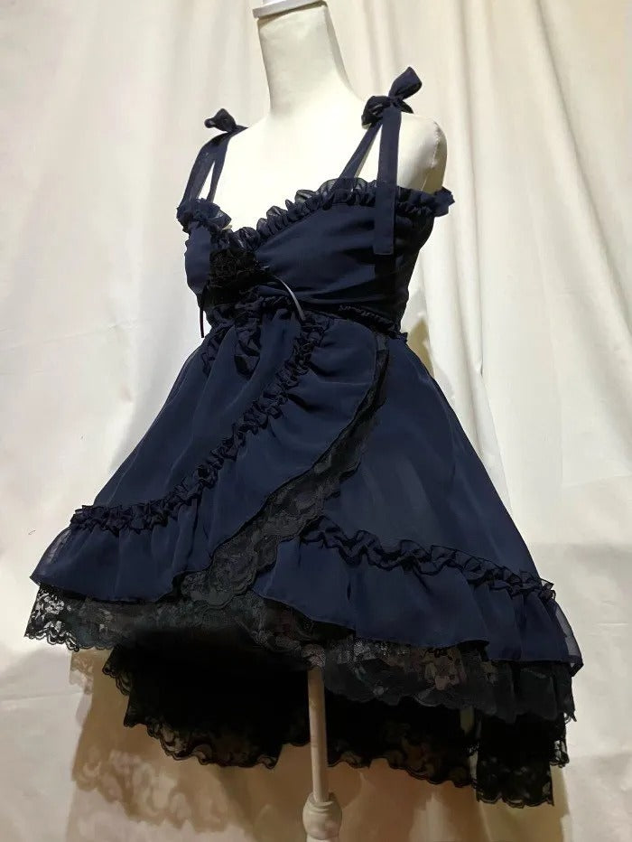 [Marmor] Marmor Babypuppen -Prinzessin Kleid: Schwarze x schwarze Spitze