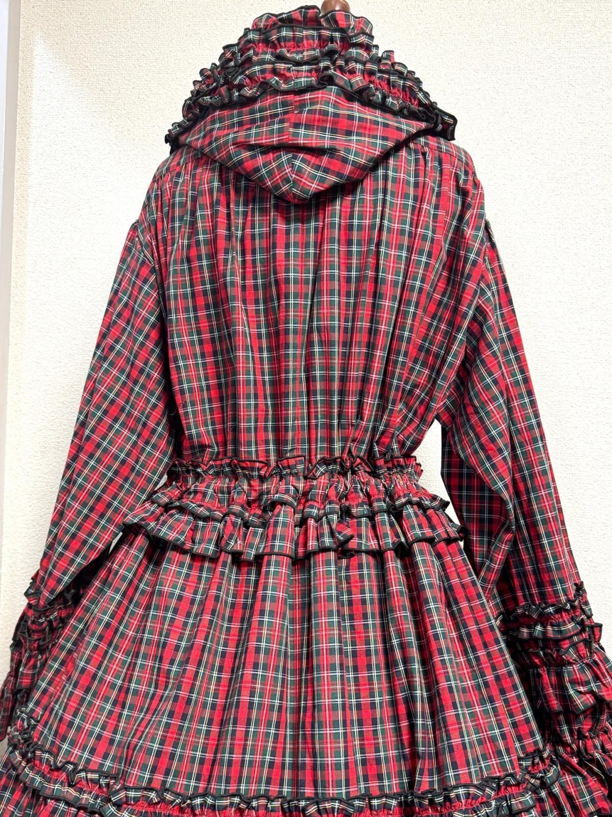 [Physical Drop] Robe de jardin nostalgique à chute physique [à carreaux tartan rouge]