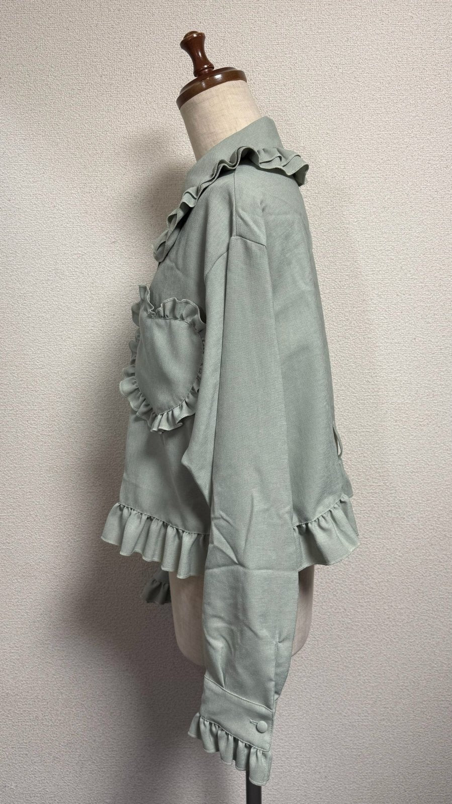 [Physical Drop] Physical Drop Heart Pocket Blouse Jacket [GlassGreen】