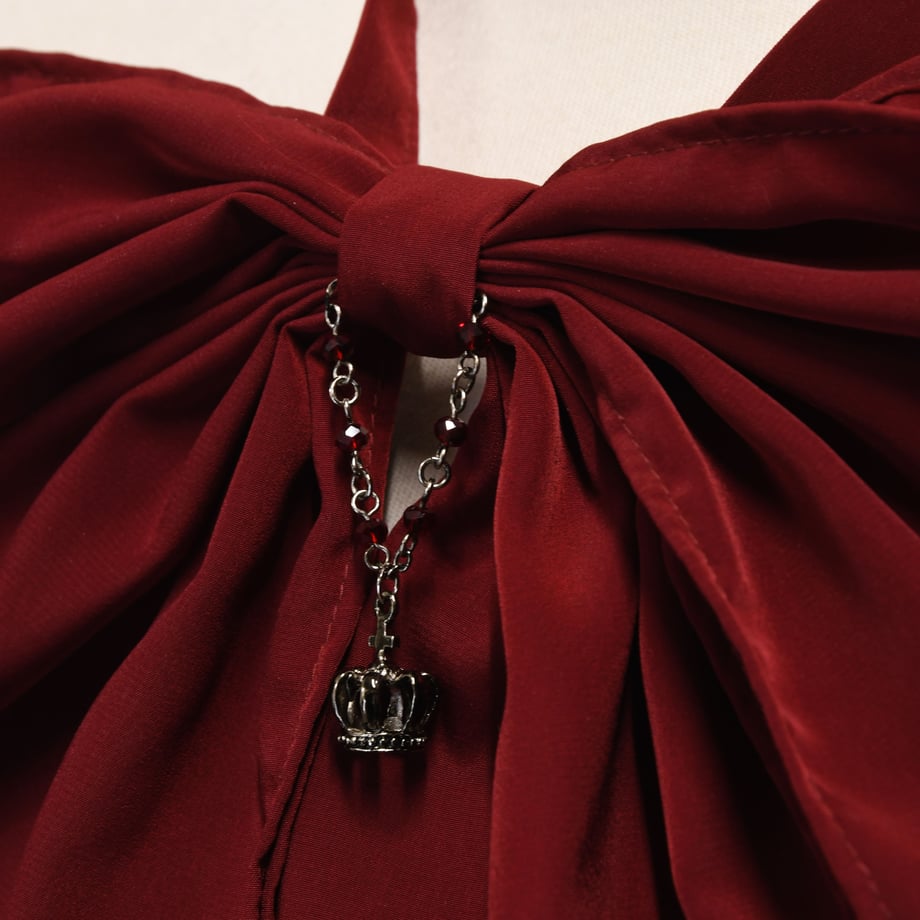 【Sheglit】シェグリット　ロイヤルクラウンリボンジャボ　ホワイトボルドーブラック