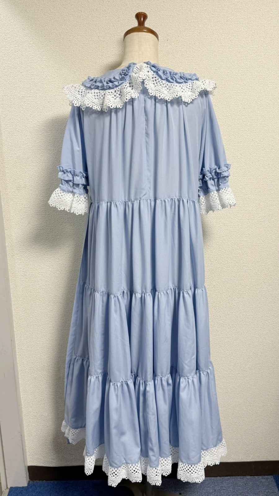 【Physical Drop】フィジカルドロップ　レース衿付きティアードOP【水色】