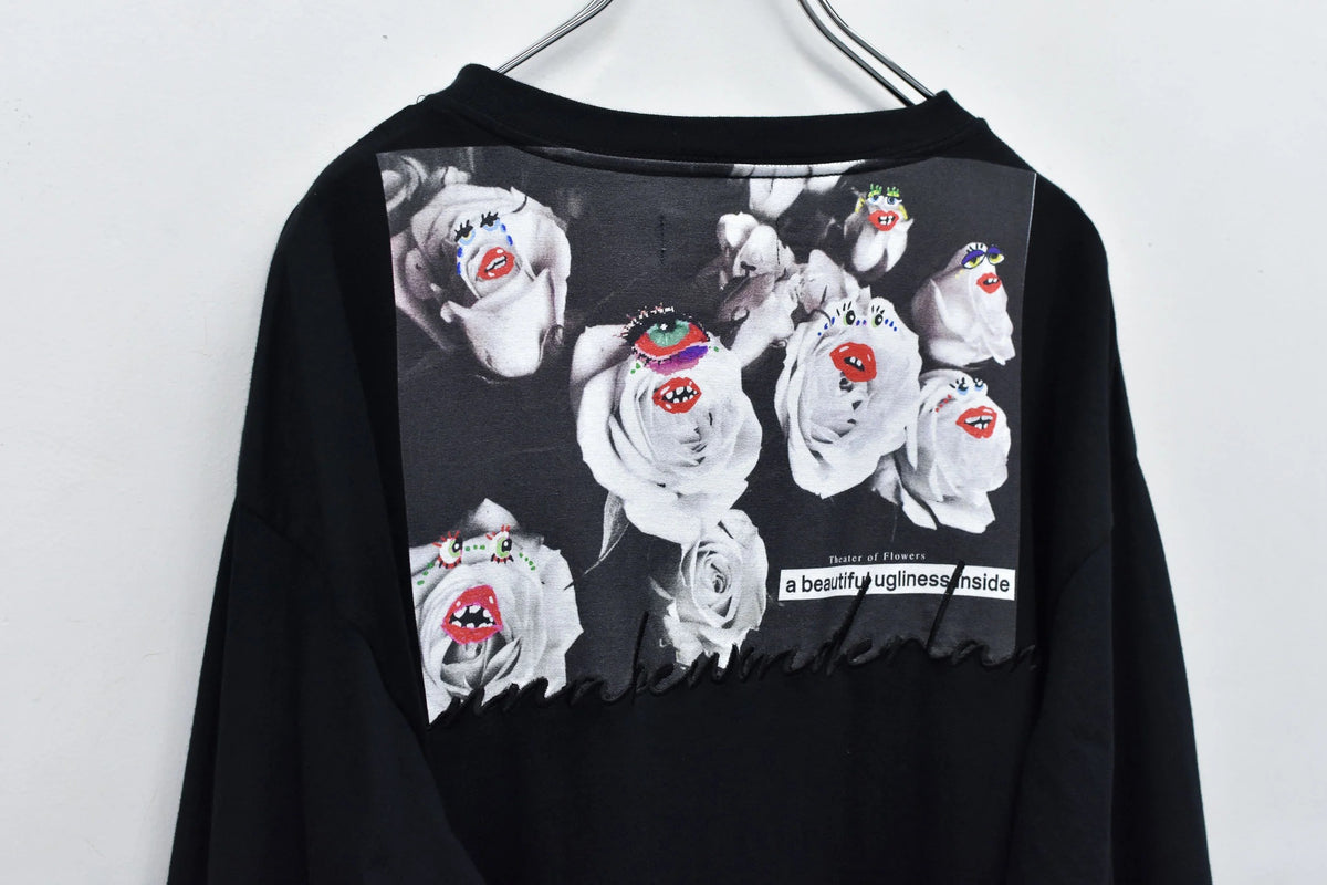 【New Rose】　Letter Embroidery Long Sleeve Shirt