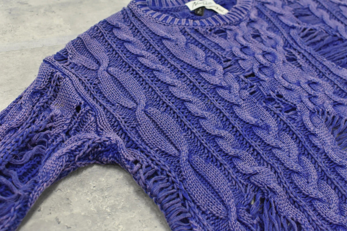 【New Rose】　Rope Knitting Pigment Destroy Pullover