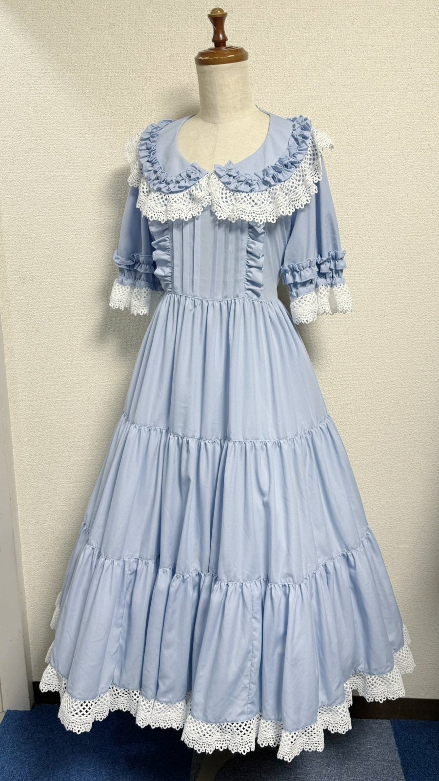 【Physical Drop】フィジカルドロップ　レース衿付きティアードOP【水色】