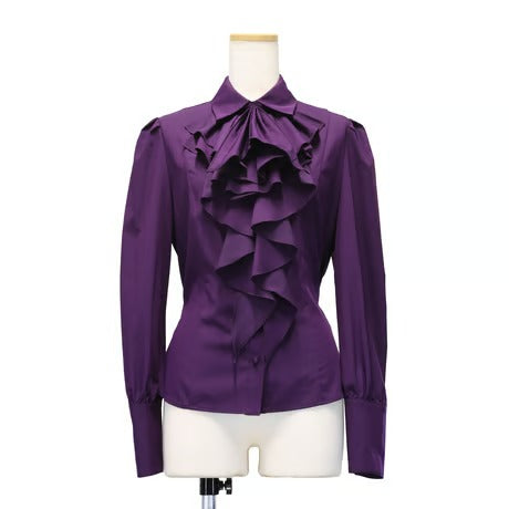 [Sheglit] Sheglit Bishop Sleeve Jabo Blouse Navy M/L