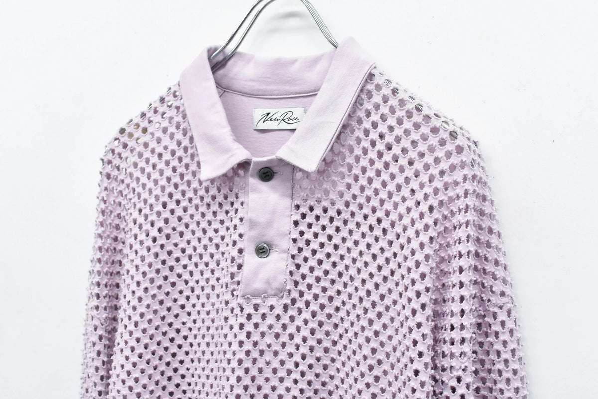 【New Rose】　Punched Fabric Long-sleeved Polo Shirt
