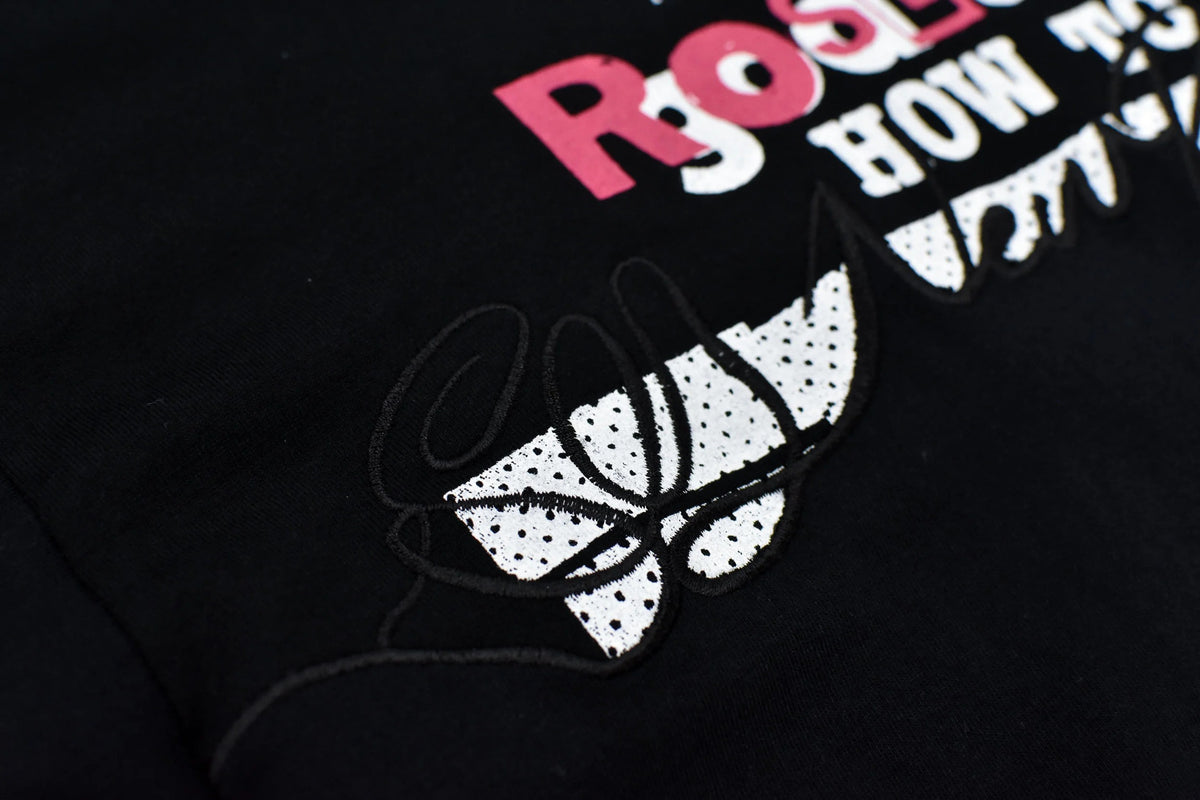 【New Rose】　Letter Embroidery Long Sleeve Shirt
