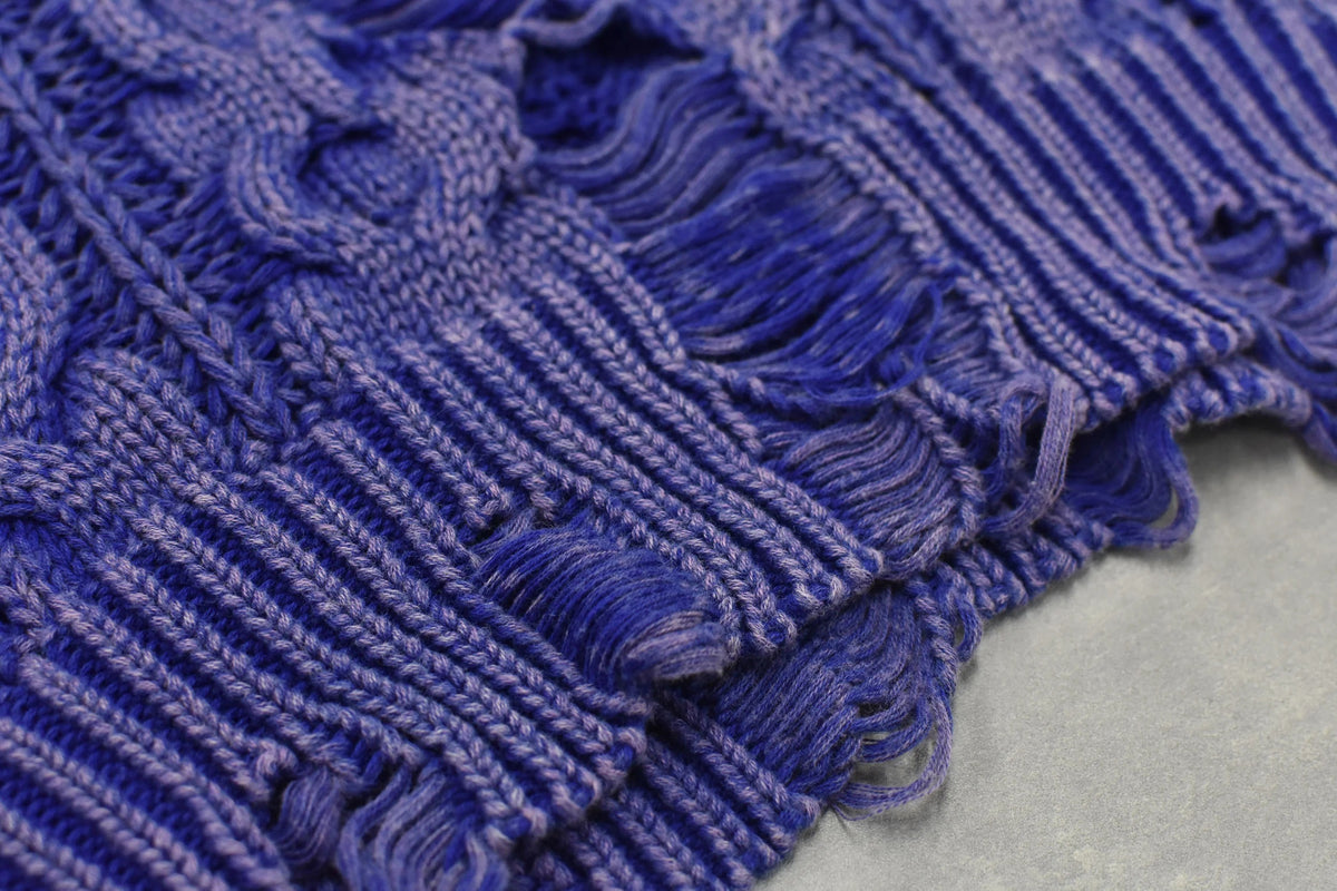 【New Rose】　Rope Knitting Pigment Destroy Pullover